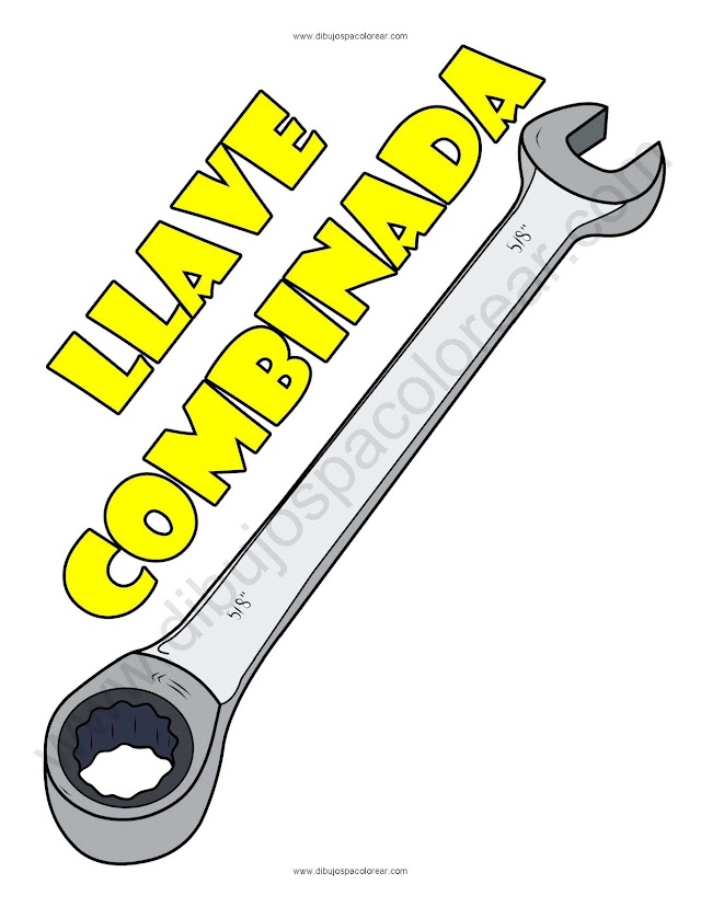 Llave combinada dibujo a color y para colorear